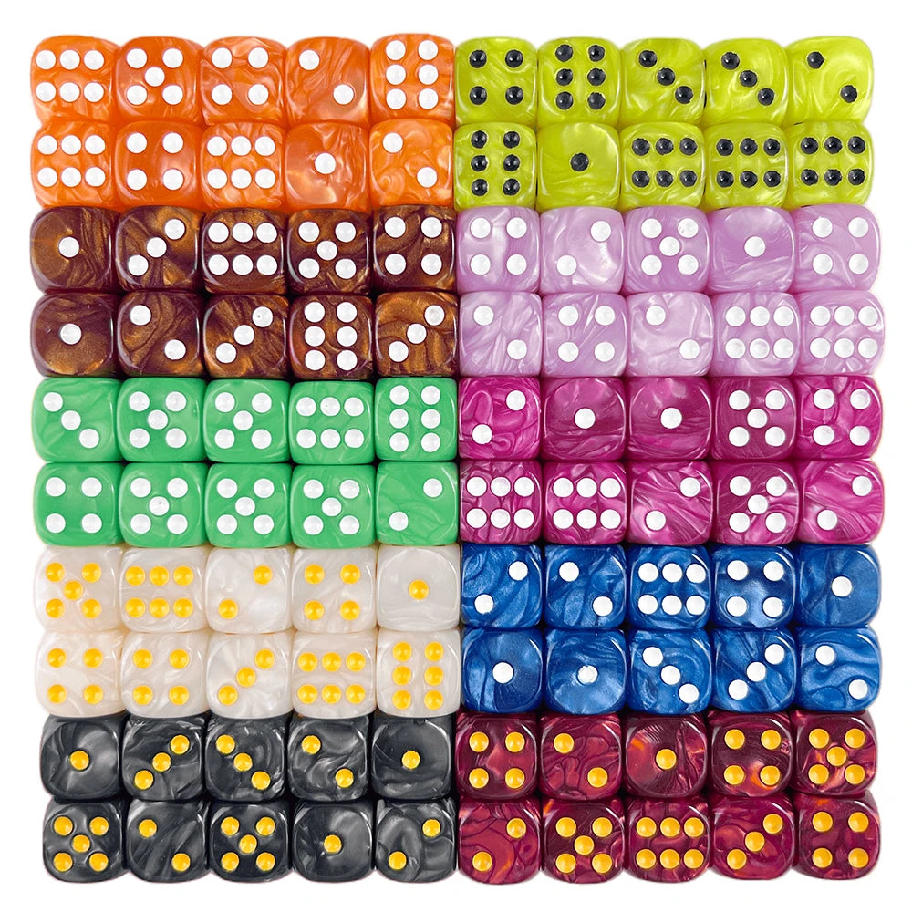 10Pcs Dice D6 16mm Gambling Dice Marble Effect Dots Dice Game Accessories and Gift