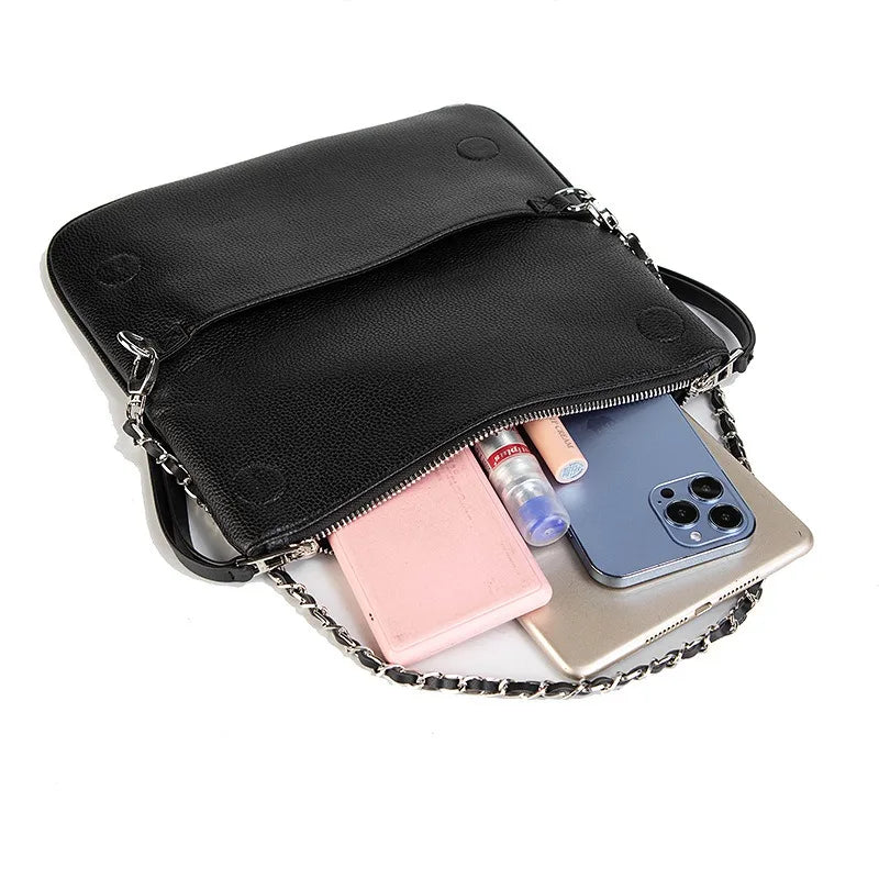 French Classic Genuine Leather Square Bag - European & American Fashion Versatile Wings Underarm Crossbody Bag