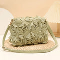 3D Rose Floral Crossbody Bag Faux Leather Zipper Closure Adjustable Strap Cylinder Shape Wedding Party Evening Purse