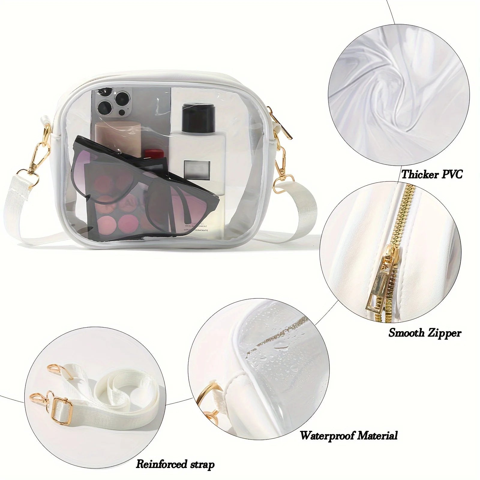 Clear Bag Stadium Approved, Crossbody Transparent Bag for Concerts Sports Events, Purses For Women & Men