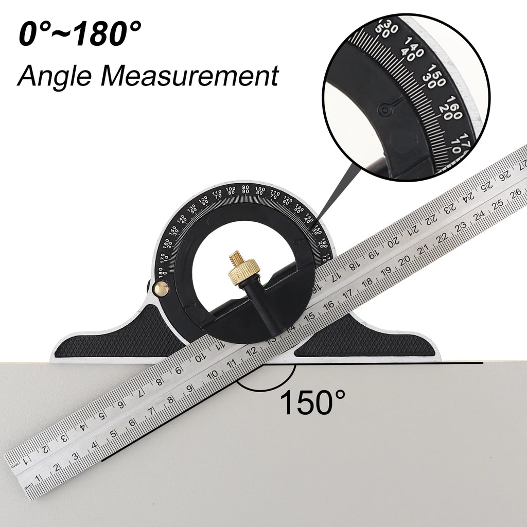300mm Stainless Steel Combination Square Ruler for Woodworking Measuring Tools Protractor Adjustable 90 Degree Angle Ruler