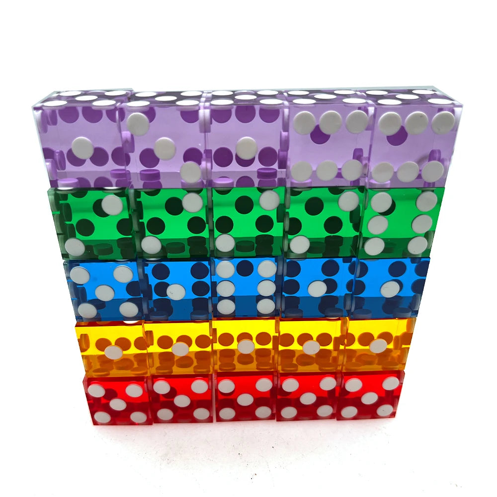 5pcs Precision Dice 19MM High-grade Acrylic TransparentSix Sided D6 Casino Sharp Straight Corners