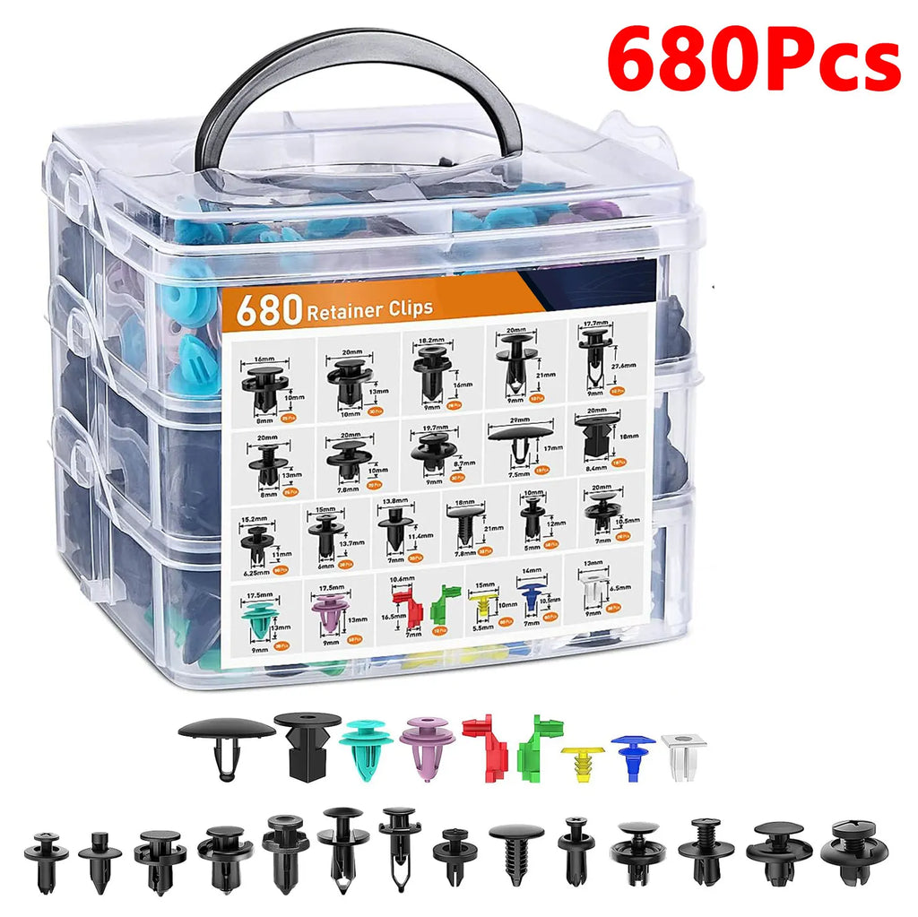 Car Plastic Fastener Clips Kit Car Trim Plastic Rivets Push Retainer Clips With Door Trim Panel Tools Set