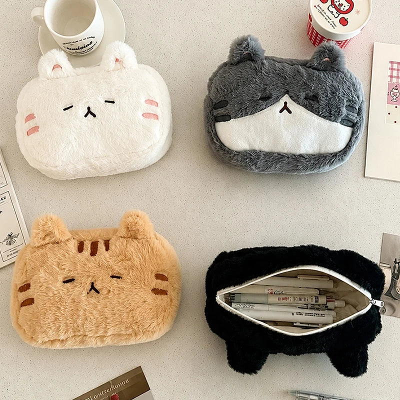 Cute Black Cat Pencil Case Girls Makeup Pouch Multi-purpose Stationery Storage Bag Cartoon Pen Bag School Stationery Organizer