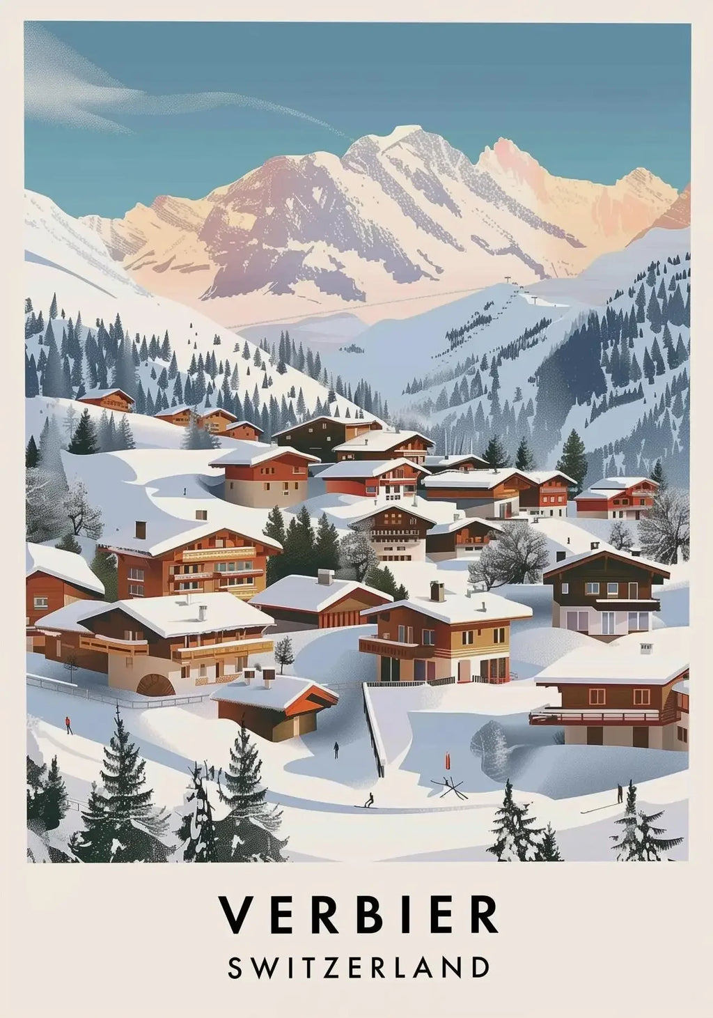 Famous Ski Resorts Travel Posters France Alpes Saint Anton Snow Mountain Prints Canvas Painting Wall Art Picture Home Room Decor
