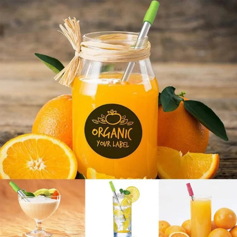 Reusable Straws Collapsible Stainless Steel Drinking Straw With Cleaning Brush Portable Straw For Travel Outdoor