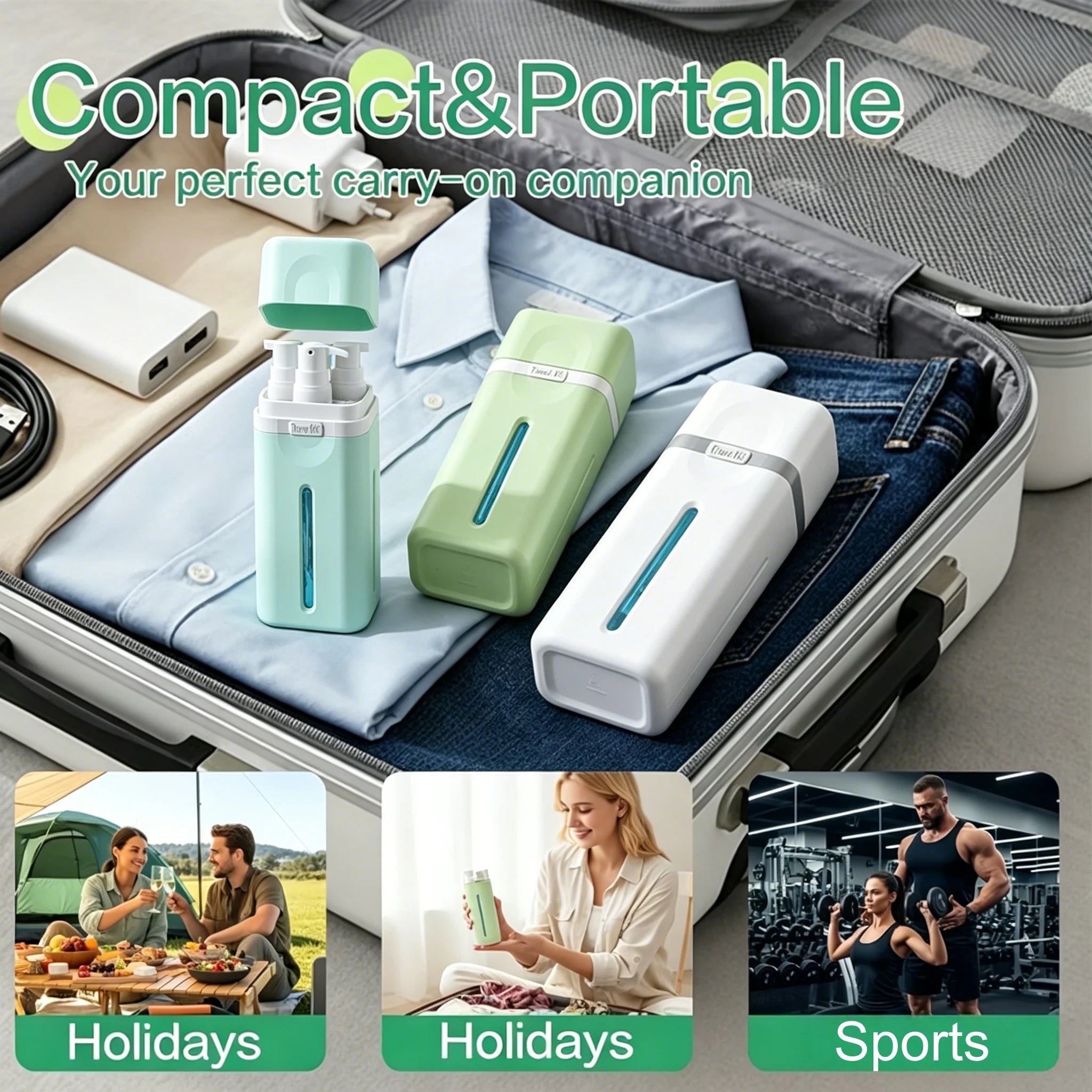 4 in 1 Travel Dispenser Bottle, Travel Bottles for Toiletries, Refillable, Leak Proof, Portable, for Travel, Camping, Business
