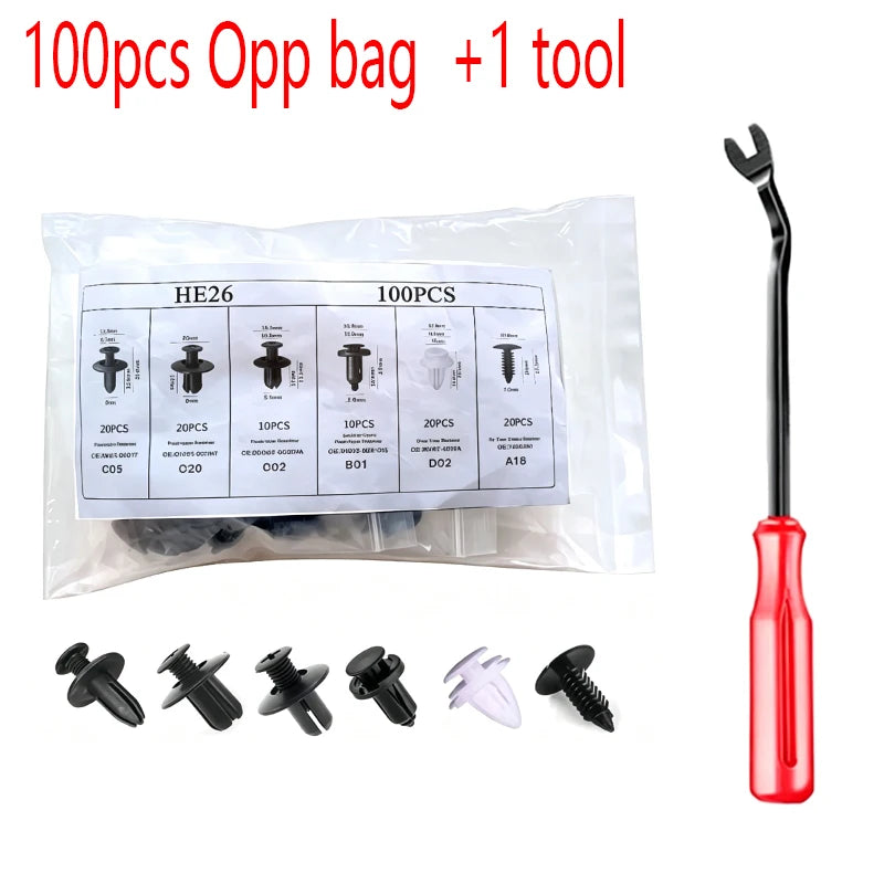 100 Box/Bag Car Fastener Clip Mixed Car Body Push Retainer Pin Rivet Bumper Door Trim Panel Fastener Kit Car Clip Acesssories