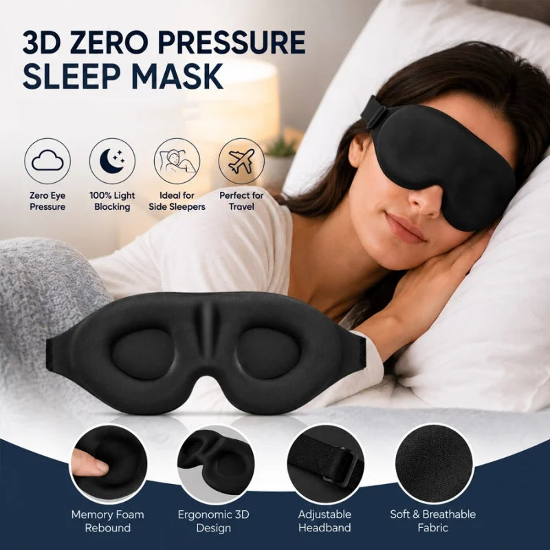 3d Sleep Eye Mask Comfort Light Blocking Eyeshade Memory Foam No Pressure On Eyes Soft Breathable Blindfold For Travel Nap