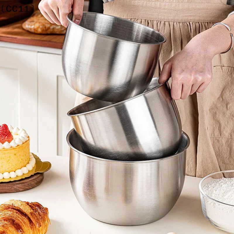 Stainless Steel Mixing Bowl Deep Design Cooking Baking Cake Bread Salad Egg Beater Basin Fruit Container  Cooking Tools〔CC11〕