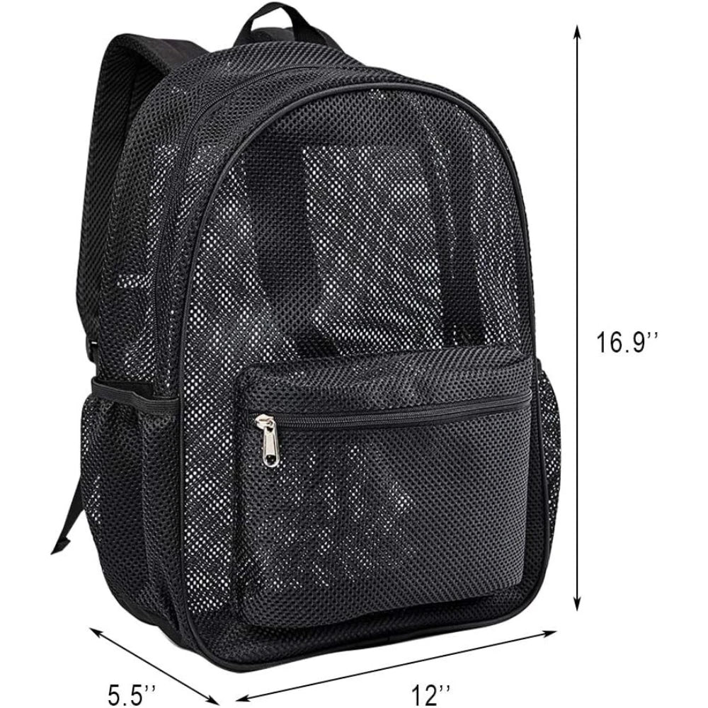 Heavy Duty Mesh Backpack Large See Through Breathable Tear Resistant School Approved Security Bookbag For High School Teens Gym