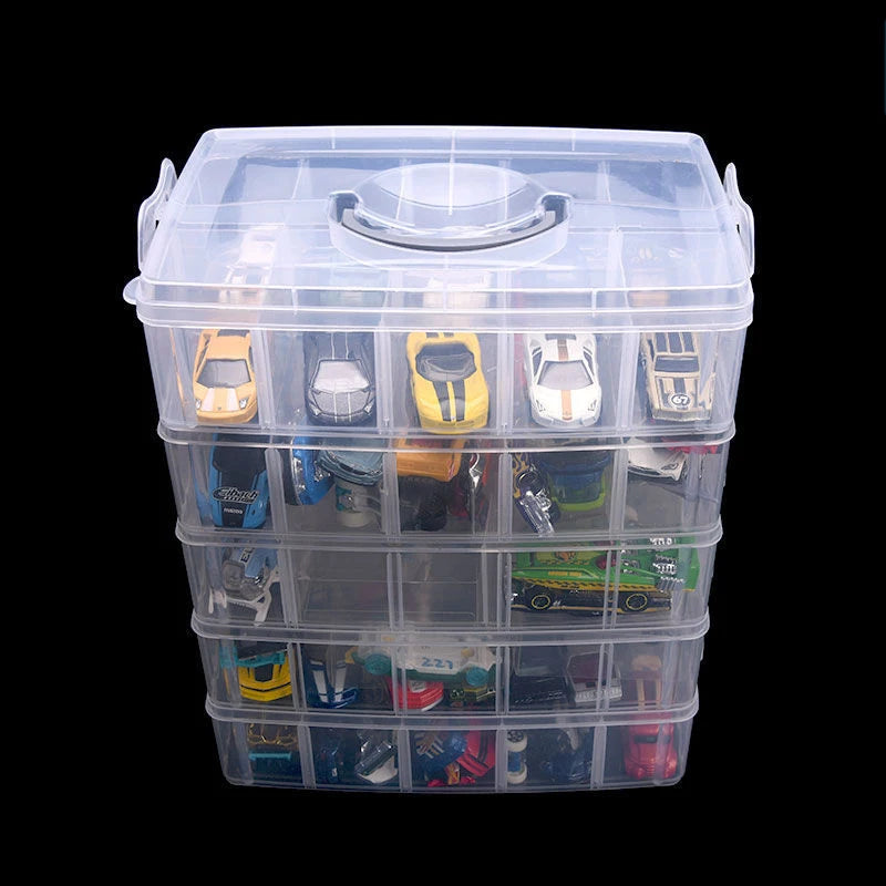30 Grid Car Model Storage Containers 3 Layer Stackable Craft Storage Box With Handle Bead Organizer For Art,Toy,Washi Tape,Nail