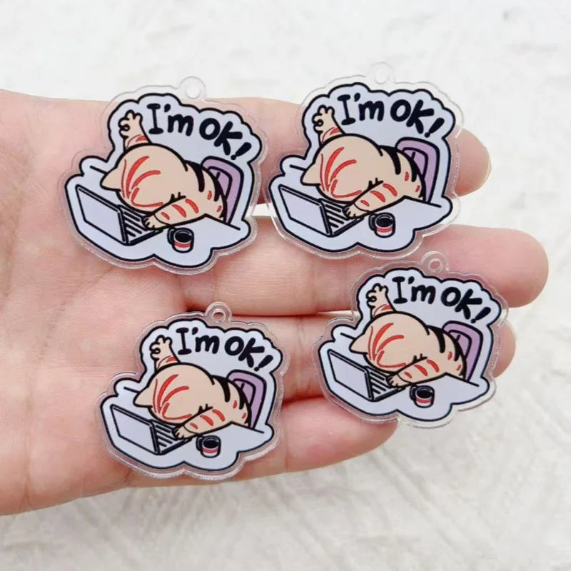 10pcs Acrylic Cartoon My Good English Letter Pendant Earrings Necklace Bracelet DIY Jewelry Making Materials