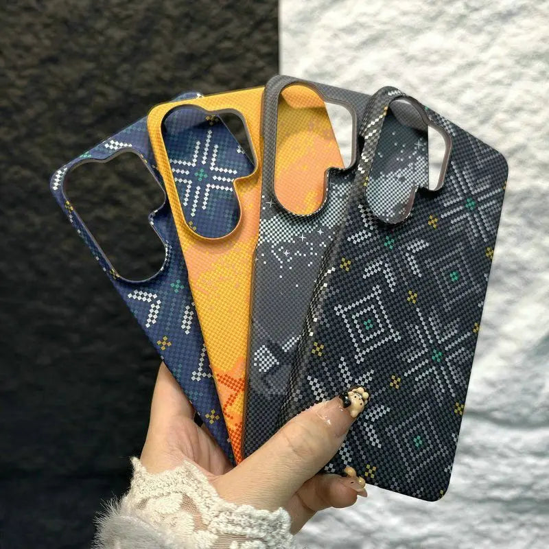 For Samsung S26 Ultra Frameless Ultra Thin PC Case For Magsafe Magnetic Slim Carbon Fiber Pattern Cover for Galaxy S25 Plus S26+