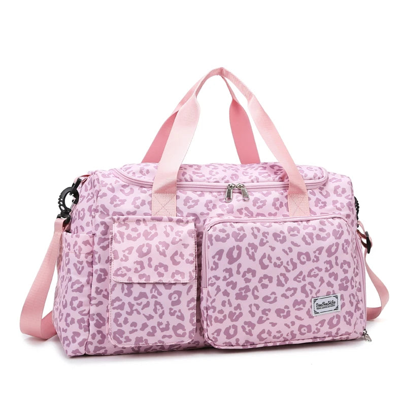 Fashion Leopard Print Travel Bag  Large Capacity Multiple Pockets Sports and Fitness Bag Travel Bag Storage Bag Etc