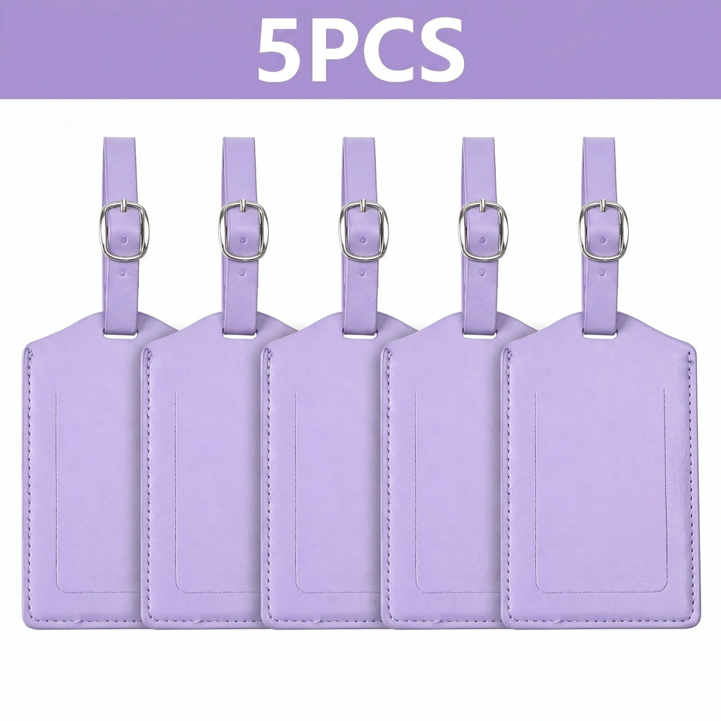 3/5/8PCS Privacy PU Leather Luggage Tag Adjustable Metal Buckle Waterproof Anti-lost Suitcase ID for Backpack Golf Carry Bag