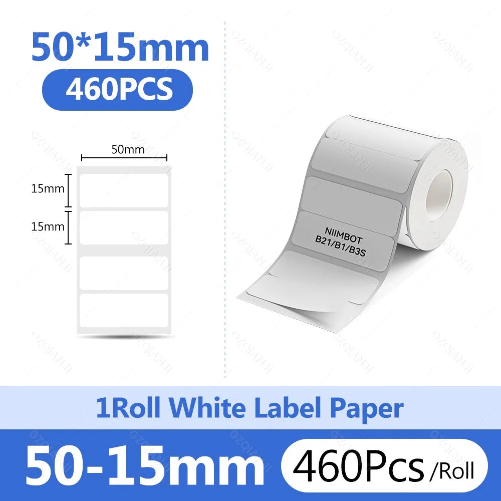 Niimbot B1 White Sticker Waterproof Paper Adhesive Nail Label Anti-Oil For B21 B31 Mini Portable Thermal Printer Tape More Size