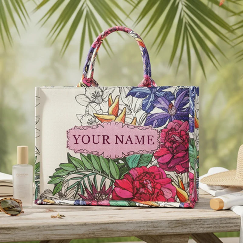 2026 New Personalized Custom Women's Tote Bag, Canvas Printed Handbag, Large Capacity Beach Bag
