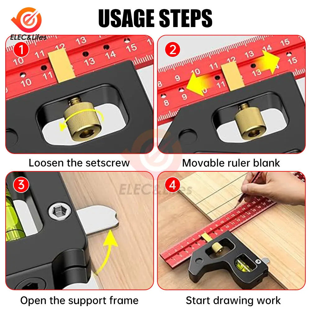 30/40cm Square Right Angle Ruler Woodwork Protractor Engineers Carpenter Straightedge Multi Combination Measuring Tools