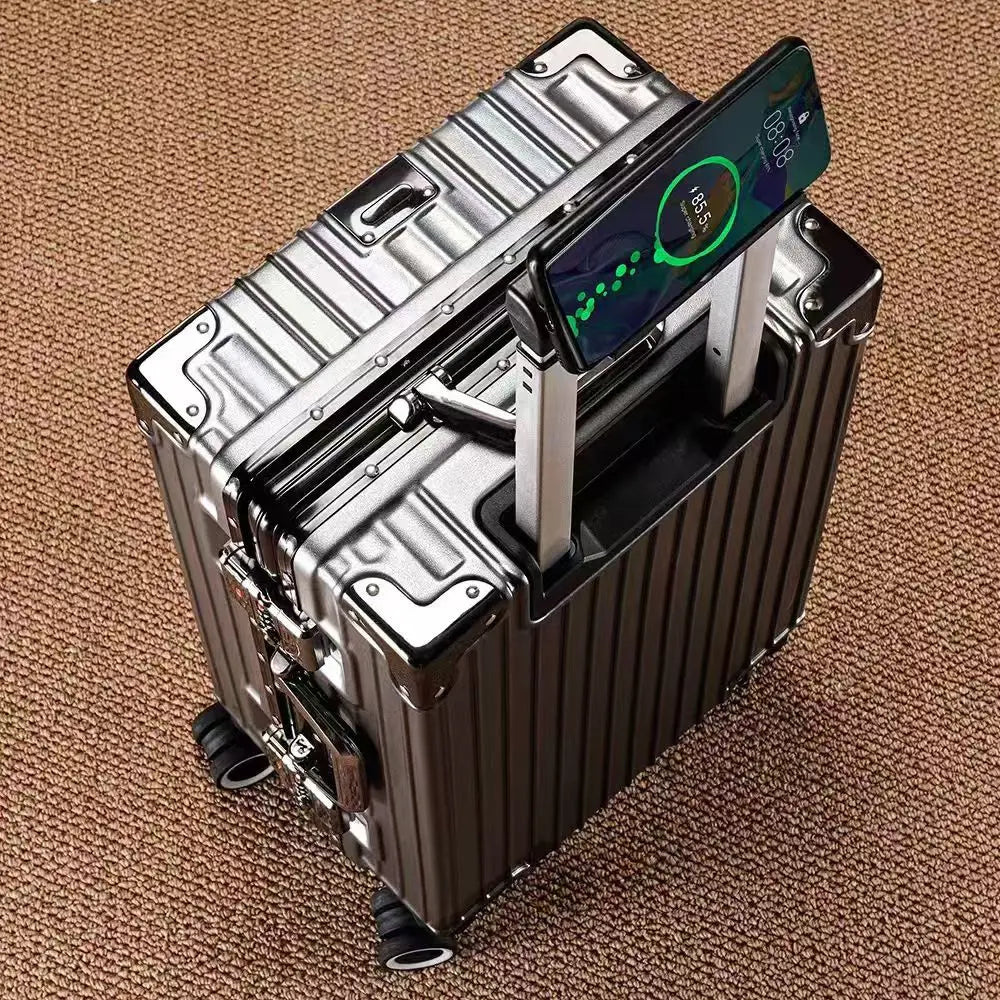 【drop deal】aluminum frame suitcase with 108 rivets, luggage 20-28 inches in size,carry on size  featuring silent all-terrain wheels, a cup holde