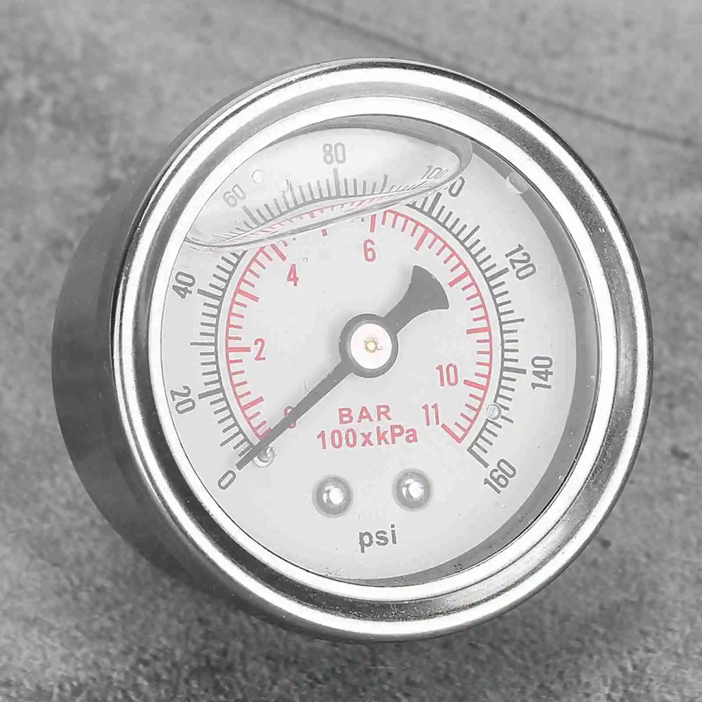 0-160 PSI/bar Car Fuel Pressure Regulator Gauge Liquid Fill Fuel Oil Pressure Meter Gauge