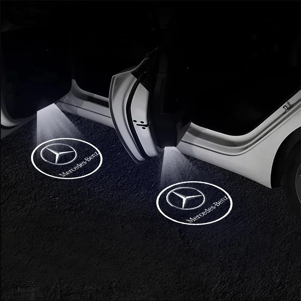 1/2Pcs LED HD Projector Lamp Car Door Wireless Welcome Light For Mercedes Benz B/C/E/S Class A Class C200L GLC GLE CLA CLS AMG