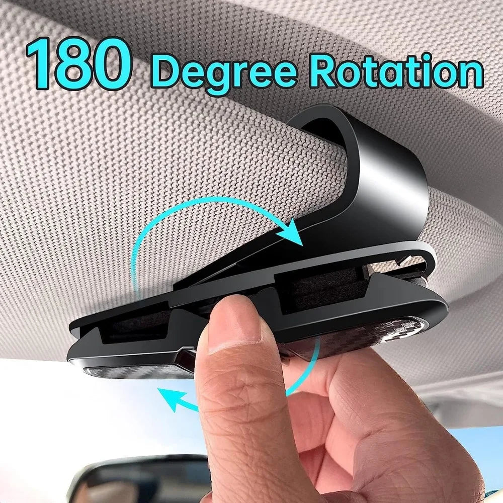 Ticket Card Receipt Clipboard Fastener Glasses Holder Carbon Fiber Car Sun Visor Sunglasses Clip 180 Degree Rotational Double Ended Mount Auto Interior Storage Organizer Accessories Tools
