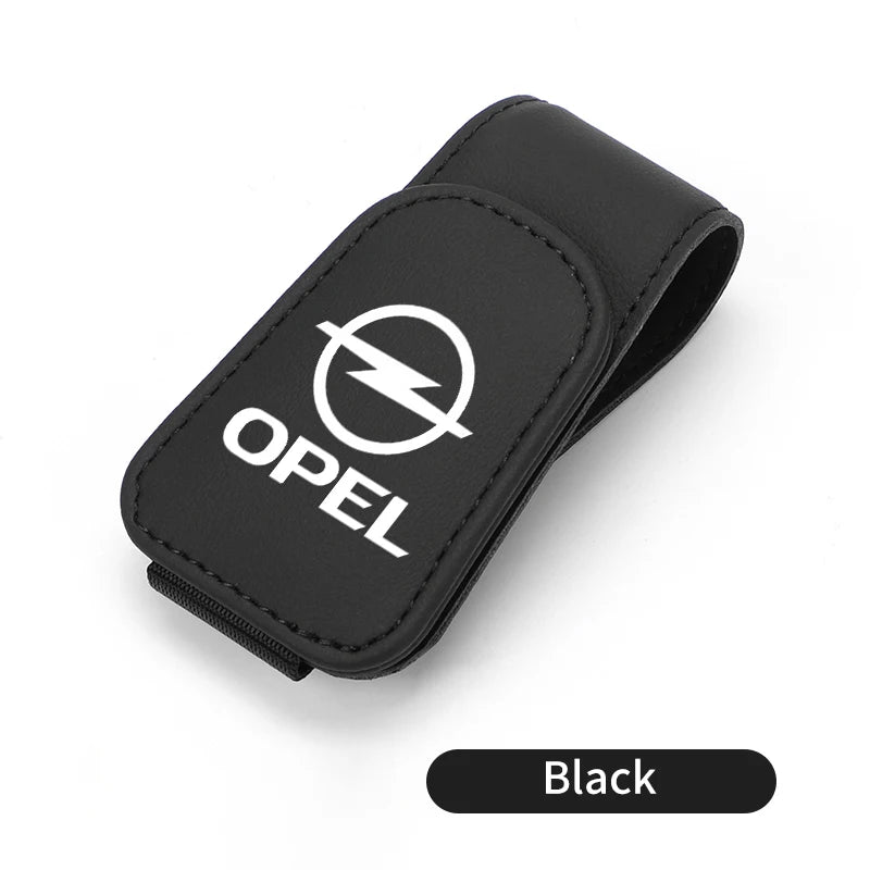 Car Magnetic Leather Card Ticket Holder Sun Visor Glasses Clip For Opel Astra H G J Insignia Corsa Zafira Meriva Mokka