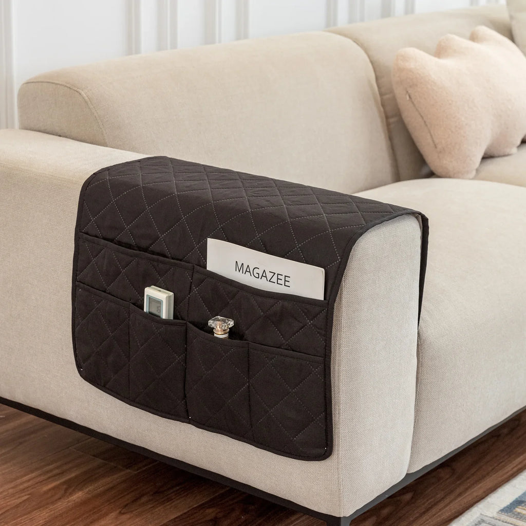 New Sofa Hand Towel with Storage Pocket Magazine Remote Control Sofa Recliner Armrest Clutter Management Bag