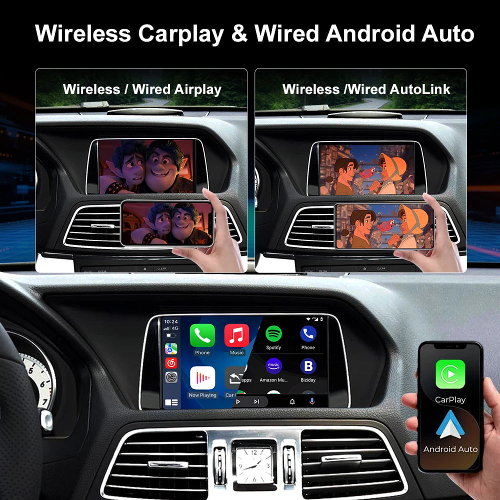 Wireless CarPlay Android Auto For Mercedes Benz E-Class W212 E300 E350 Coupe NTG4.5 5.0 2012-2016 with Mirror Link AirPlay