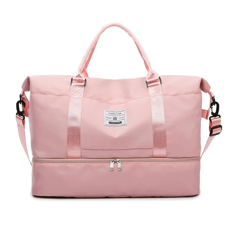 Weekend Travel Gym Bag with Wet/Dry Separation Pocket, Large Capacity Multi-Functional Independent Shoe Compartment Strap, Simpl