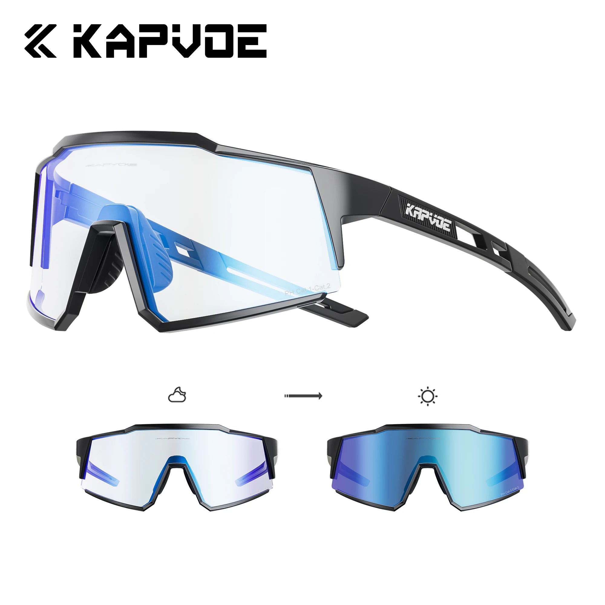 KAPVOE New Mountaineering Sunglasses Cycling Glasses Outdoor Sports Hiking Eyewear Glasses Men Women MTB Bicycle UV400 Windproof