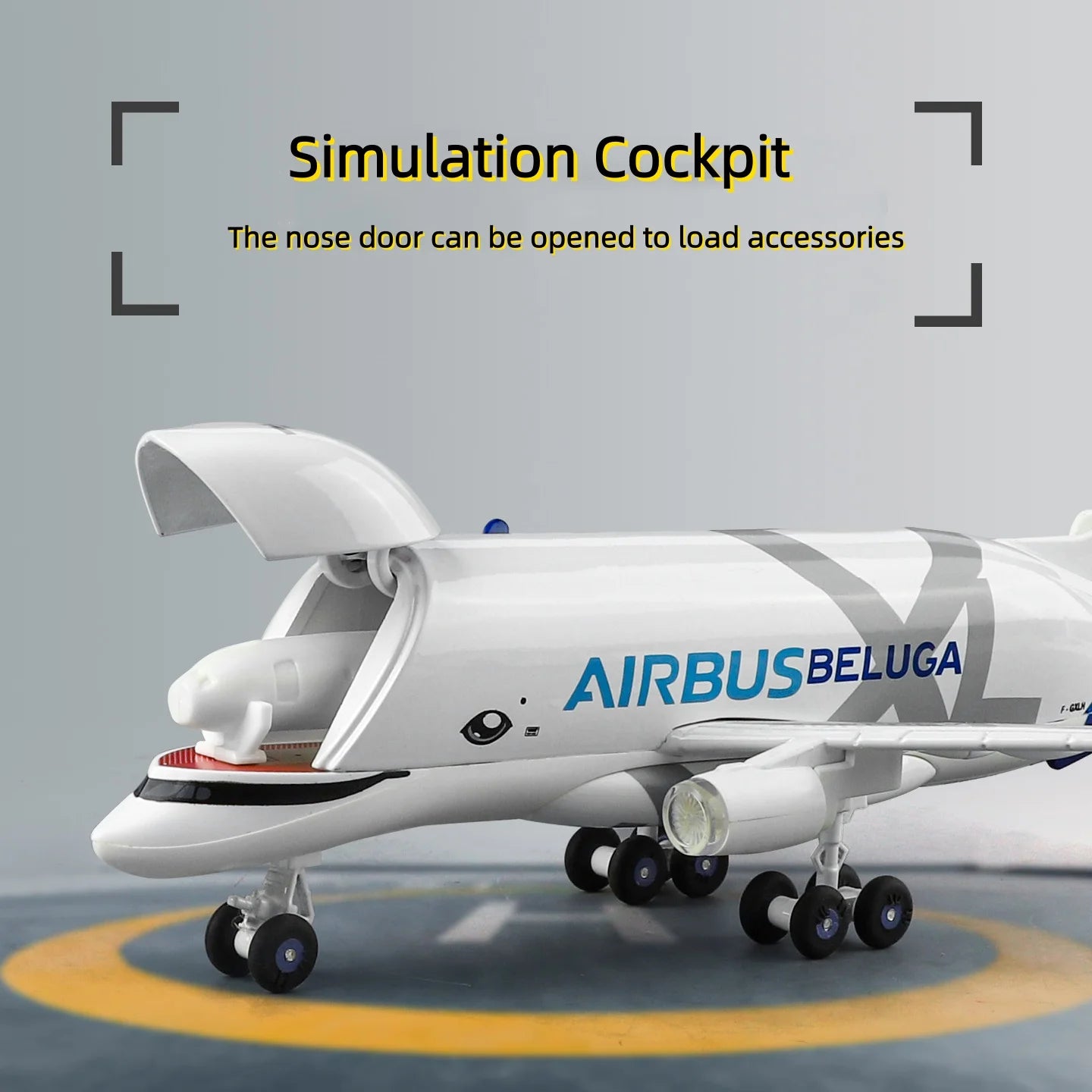 1/72 Scale Beluga A300-600ST Alloy Large Super Transport Airplane Sound Light Decoration for Collections Displays Toys For Boy