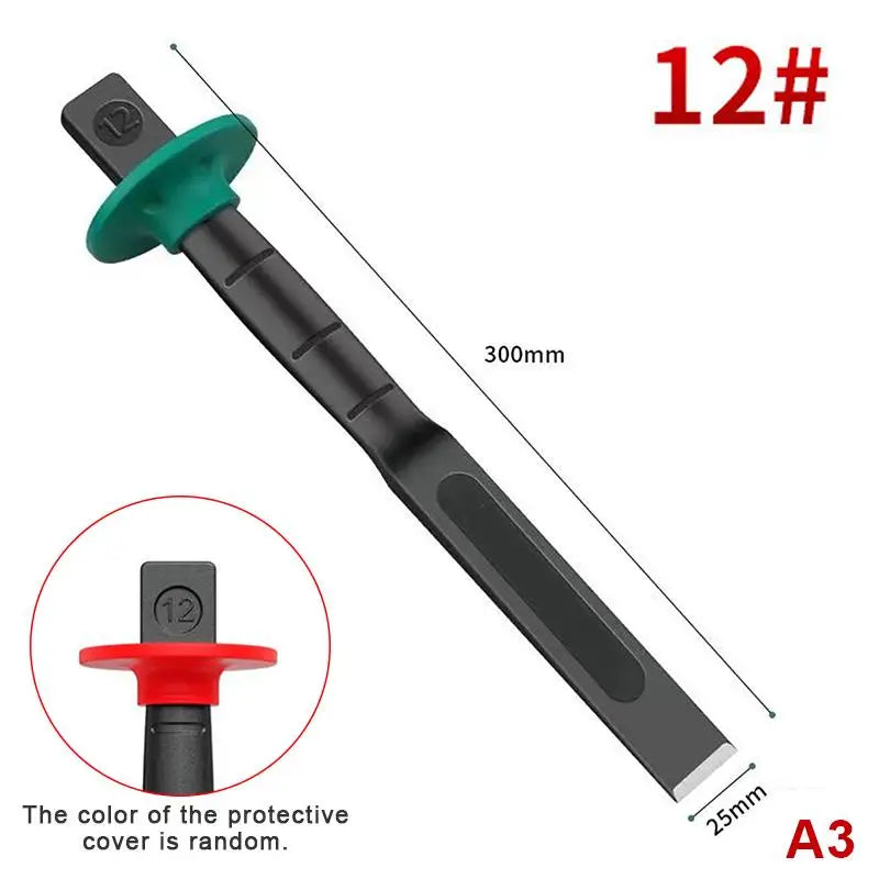 6/8/10/12in Industrial Grade Flat Chisel Chrome Vanadium Steel Forged Steel With Hand Guard Concrete Engraving Cut Tool
