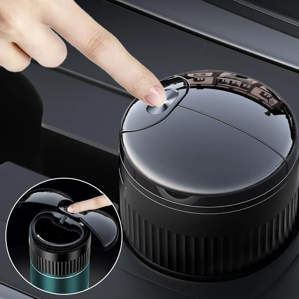 Car Smart Ashtray Built-in Led Light With Lid Touch Smokeless USB Rechargeable Ashtray Cover Opening With Ashtray B5W3