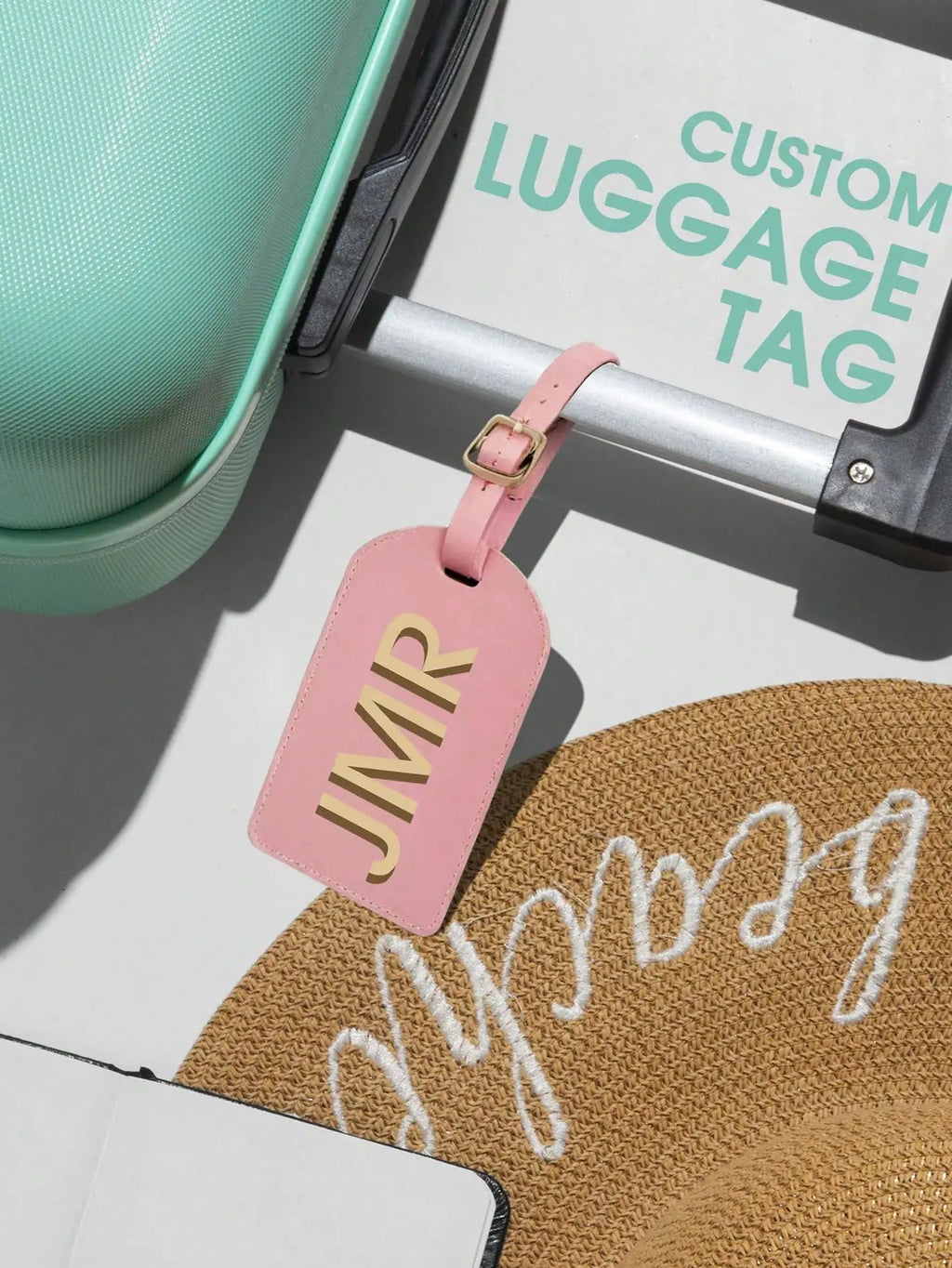 Personalized Initial Luggage Tag Custom Letter PU Leather Travel Bag Tag UV Printed Suitcase ID Label Travel Gift for Women Men