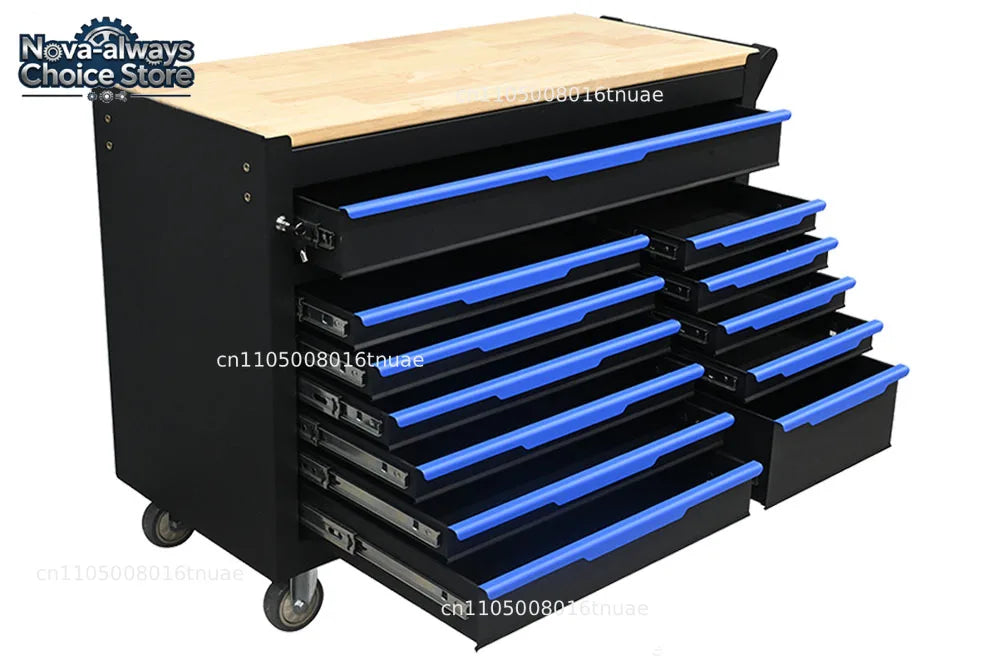 Heavy 12-Drawer Rolling Tool Cabinet Full Repair Kit for Efficient Garage Shop Storage