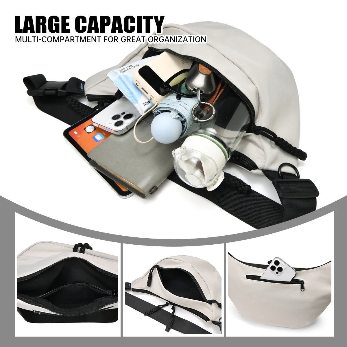 2026 New Lightweight Waterproof Crossbody Bag, Large Capacity Casual Versatile Cycling Bag, Sports Chest Bag, Men's Shoulder Bag, Women's Bag
