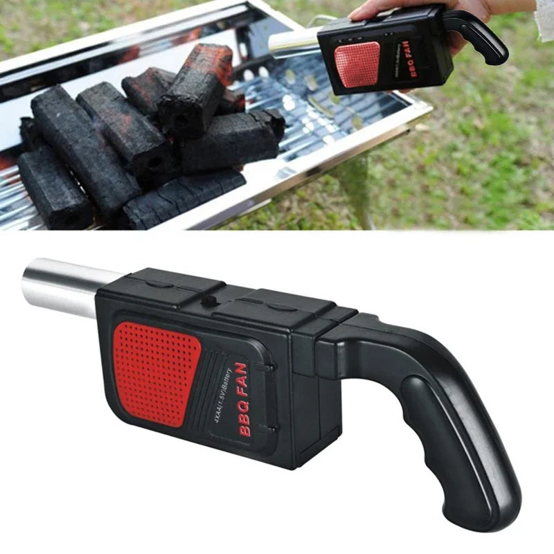 (No Battery) BBQ Cooking Fan for Outdoor BBQ Picnic Air Blower Point Carbon Good Helper Stove Picnic Cooking Fan Barbecue Tools