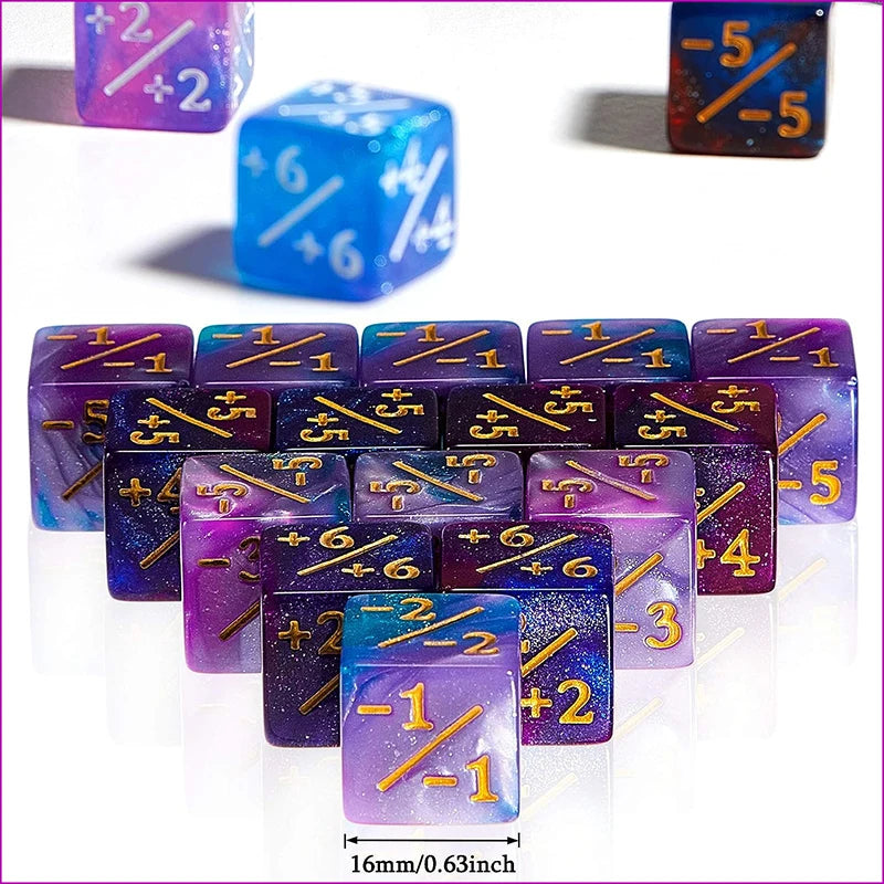 10Pcs D6 Dice 6 Side Counters +1/-1 Square Digital 16mm Cube for Funny Table Board Gaming Math Teaching Arithmetic Study