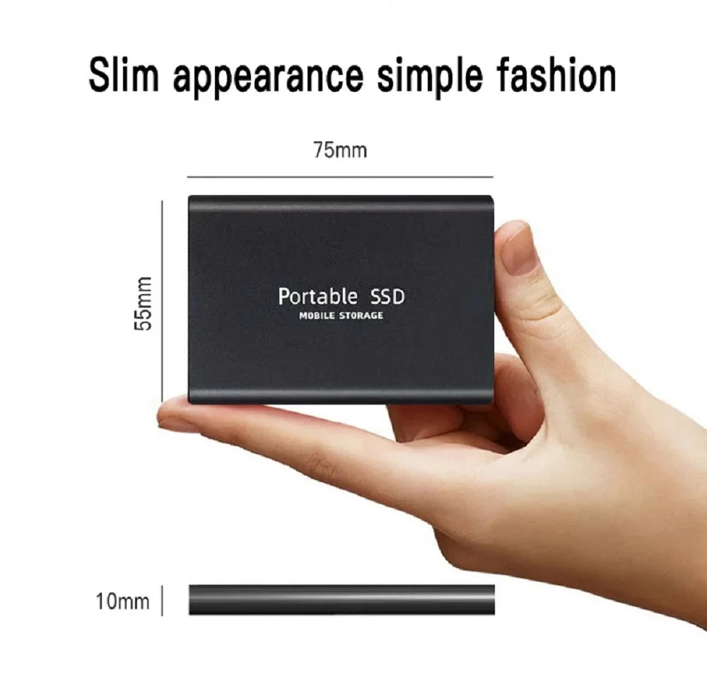High-speed SSD 2TB Portable External Hard Drive Suitable for daily storage and backup
