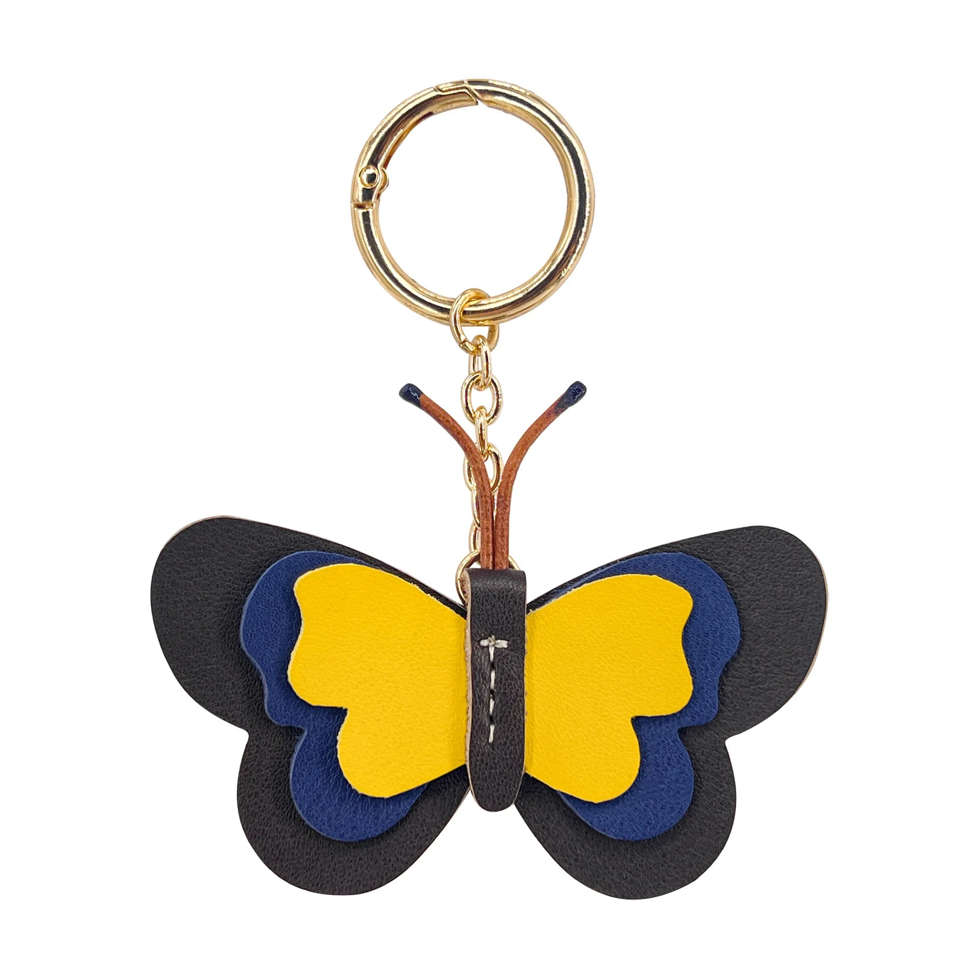 New Genuine Leather Butterfly Keychain Bag Pendant Gift Cute Car Key Ring Luggage Bag Parts Accessories For Women And Men