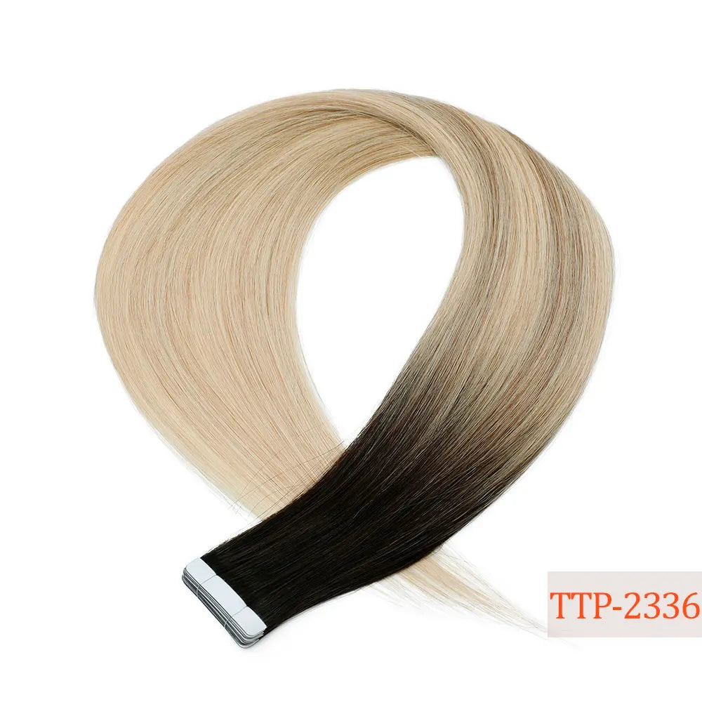 26" Straight Tape In Hair Extensions 20pcs 50 Grams Heat Resistant Fiber Colored Tape In Hair Double Sided Adhesives Hair