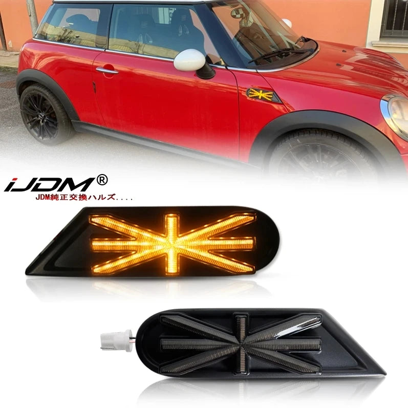 For Mini Cooper R55 R56 R57 R58 Dynamic Blinking Side Marker Lights Assembly Turn Signal LED Light Indicator Assembly