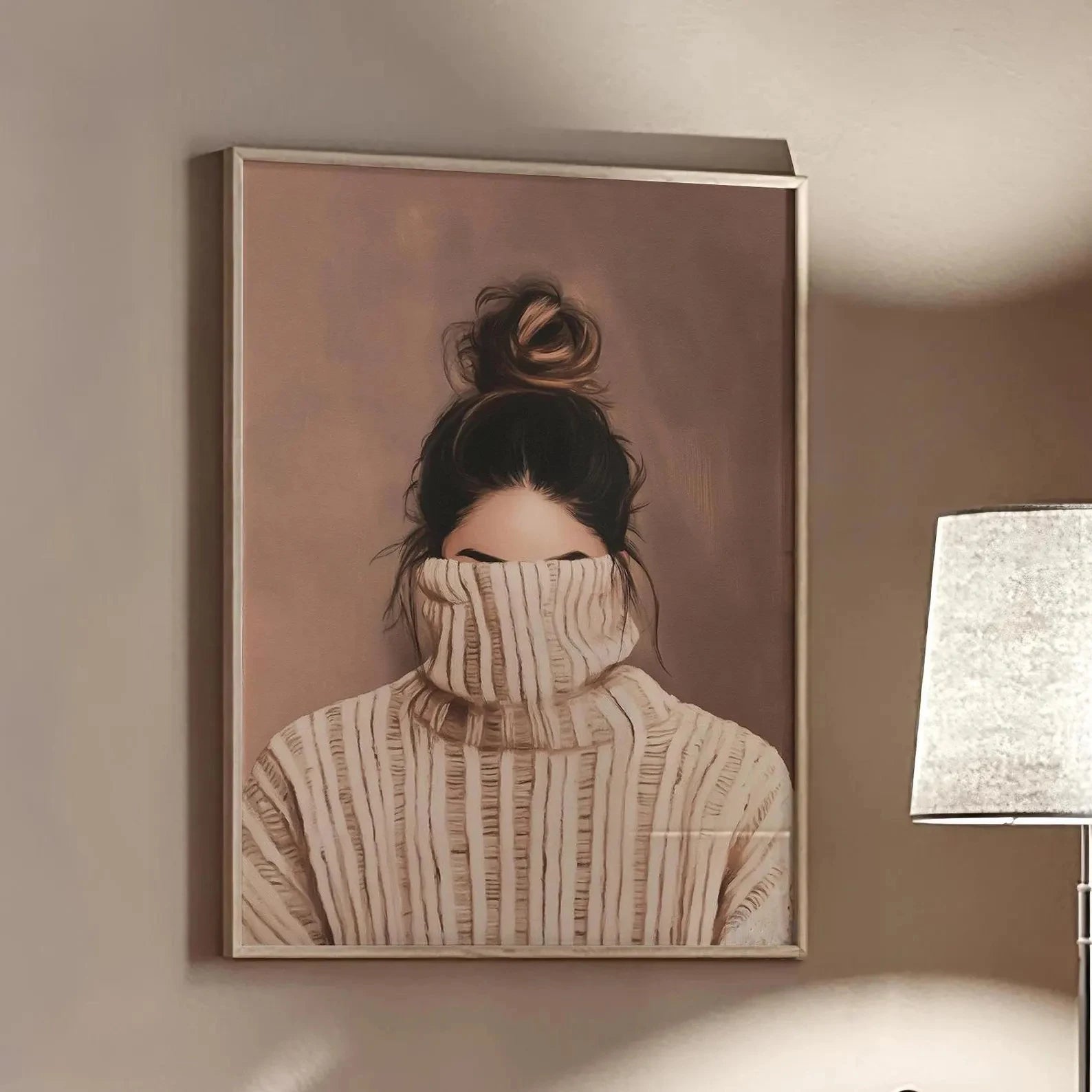 Green Abstract Figures Canvas Print with Flower Woman Minimalist Japandi Female Portrait Art Poster for Modern Living Room Decor