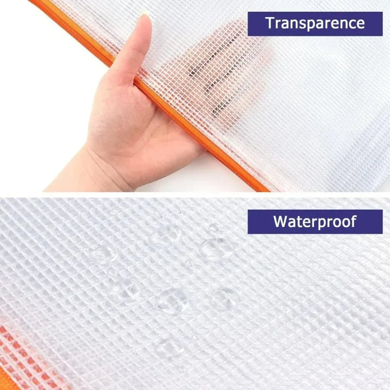 1/3pcs PVC transparent waterproof mesh zipper file bag Mesh zipper archive bag Storage office supplies Household storage bag