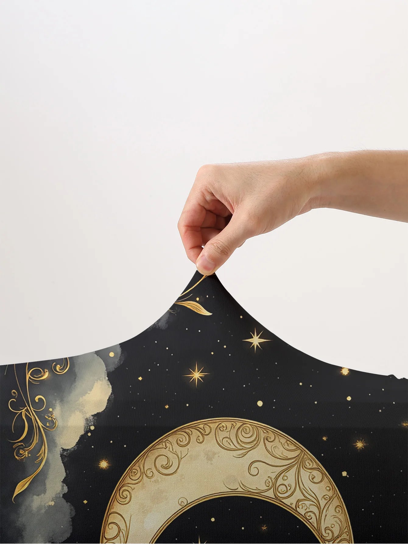 Black Gold Carved Moon Star Print Luggage Cover, Suitable for 18-32 Inch Luggage Cover, Luggage Handle Glove, Travel Accessories