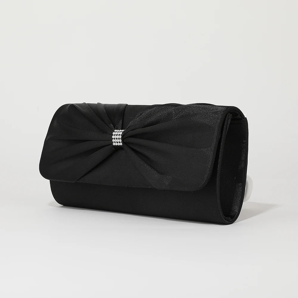 New high-end diamond-studded evening party handbag with satin finish, versatile for wedding and party wear.