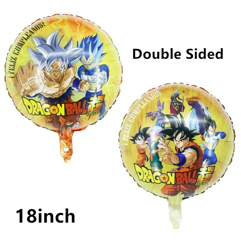 Dragoned Ball Z Balloons Happy Birthday Banner Goku Vegeta Ballons Party Decoration Plate Disposable Tableware Cake Topper Toy