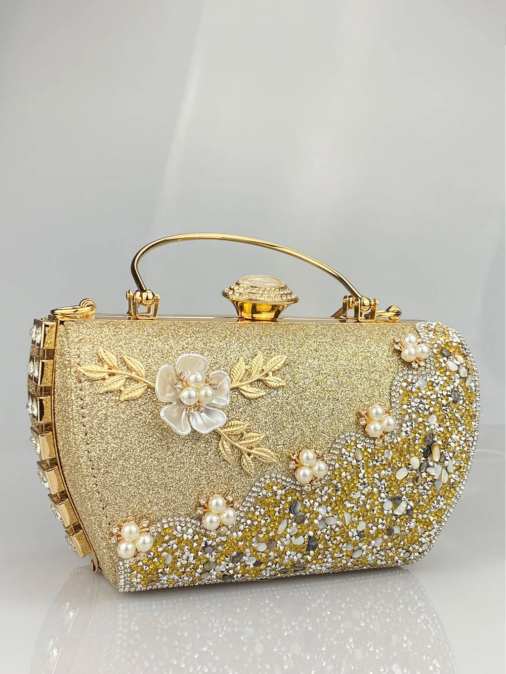 princess bag with metal rhinestone embellishments, evening party dress handbag, elegant women's handbag